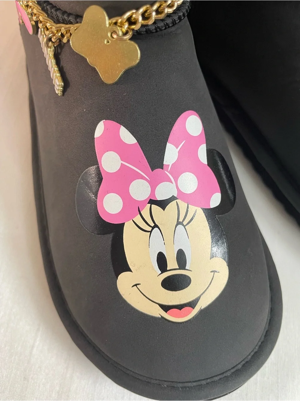 Disney Minnie Mouse Kids Charm Black Winter Boots Size 3 ( Little Girls)